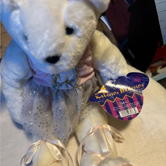 Vermont Ballerina white plush teddy bear. - Picture 1 of 6